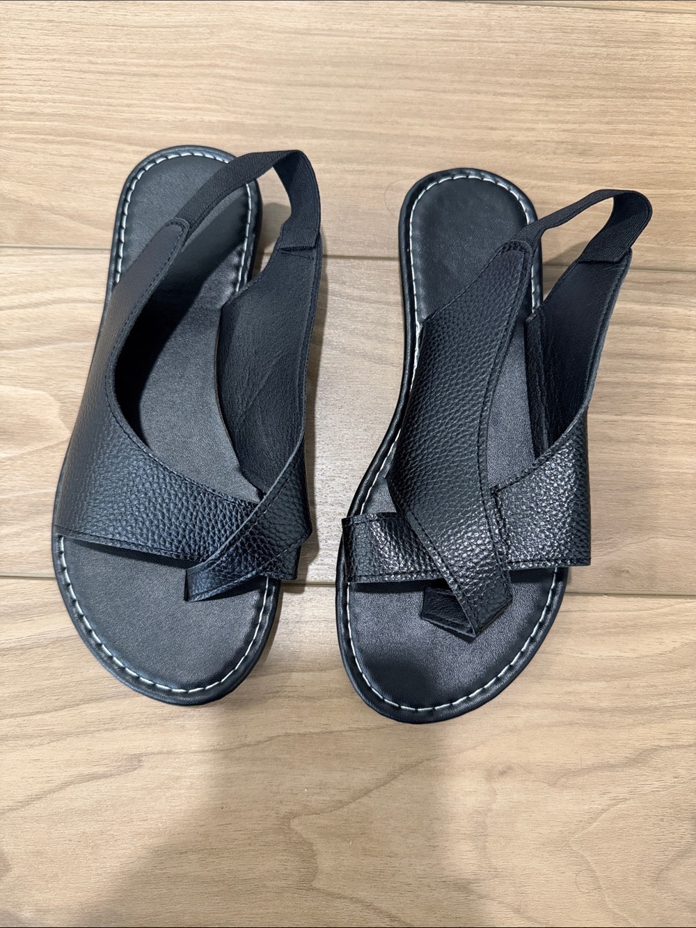 SHEIN Black Cross-Strap Slingback Sandals